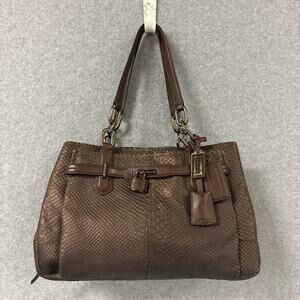 COACH Bronze Python Embossed Leather Chelsea Jayden Satchel Purse Creed 18741